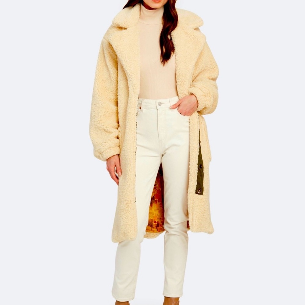 Free People Cream Teddy Coat